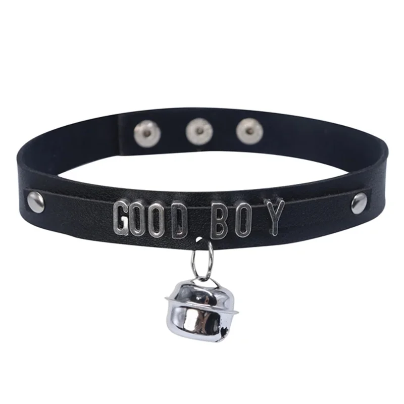 CEA Black Goth Choker Necklace For Women Punk Spike Rivet Round Heart Bell Belt Necklaces Collar Cosplay Chocker Gothic Accessor