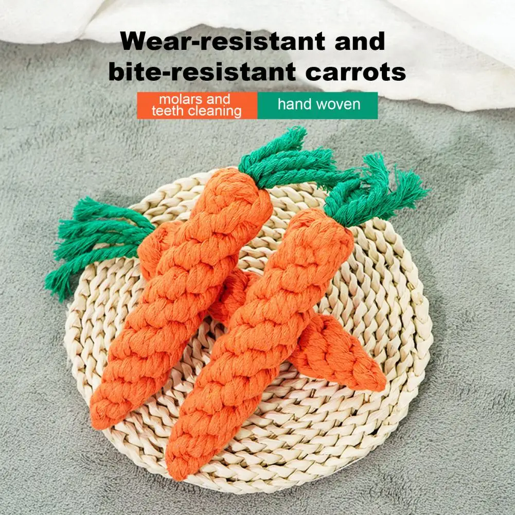 

Dog Chew Toy Chew-resistant Carrot Shape Cotton Rope Dog Toy for Teeth Molar Health Puppy Tug Rope Toy for Play Bite-resistant