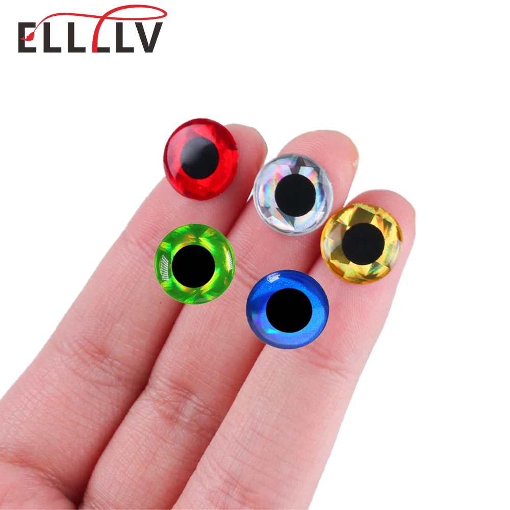 Elllv 2mm~18mm 100PCS Holographic 3D Epoxy Fish Eyes DIY