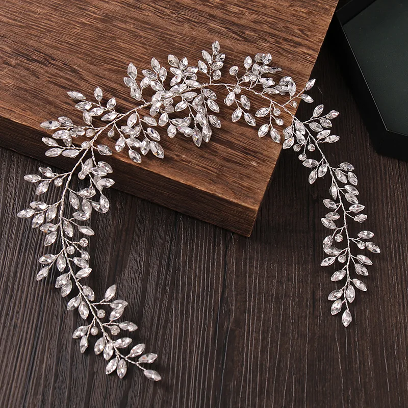 Luxus Kristall Haar Rebe Stirnband Tiara für Frauen Braut Strass Braut Hochzeit Haarschmuck Schmuck Stirnband Haarband – Detail 4
