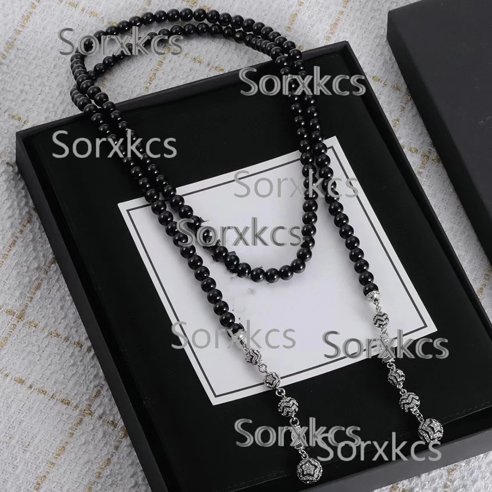 

Europe America Fashion Bead Long Necklace Sweater Chain Luxury brand Jewelry women's necklaces Men's Necklace Couple necklace