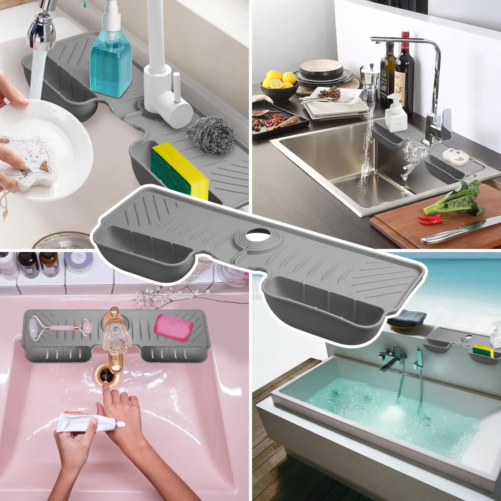 Silicone Sink Splash Guard Waterproof And Mildew-Proof Mat Draining Organization Plate Kitchen Sink Storage Accessory Tools kitchen sink mat