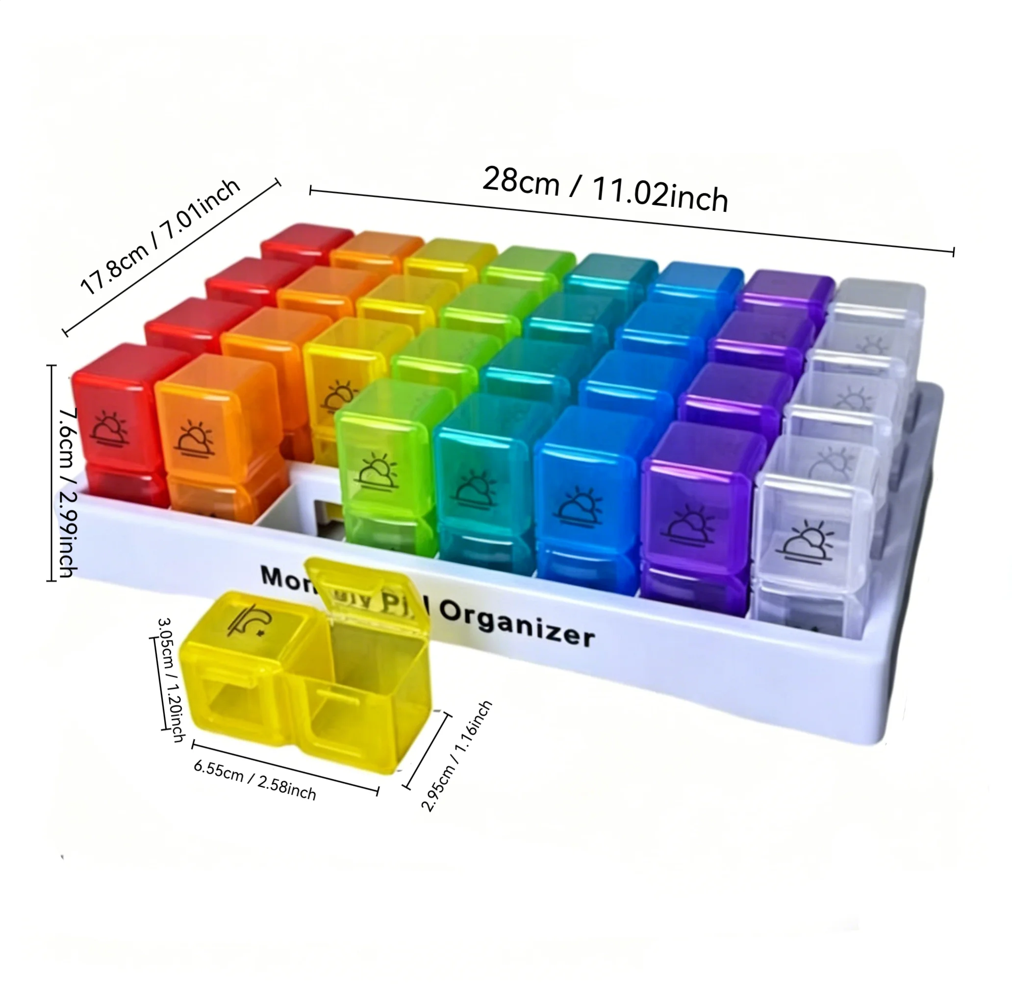 Deluxe AM/PM 31-Day Pill Organizer for Vitamins and Supplements