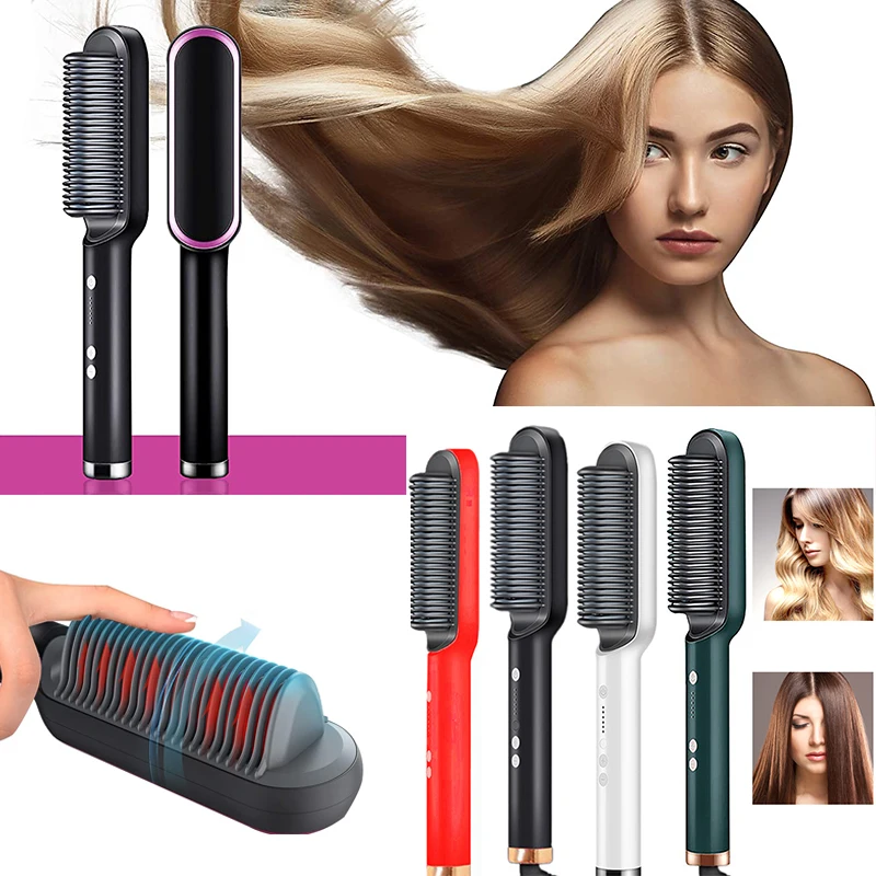 Dry Smooth Electric Hair Straightener Portable Straightening Brush 3 in 1 Home Straightening Curler Rotary Dryer mini flat iron for travel hair straightener small portable straightening iron ceramic women men quick easy short hair styling