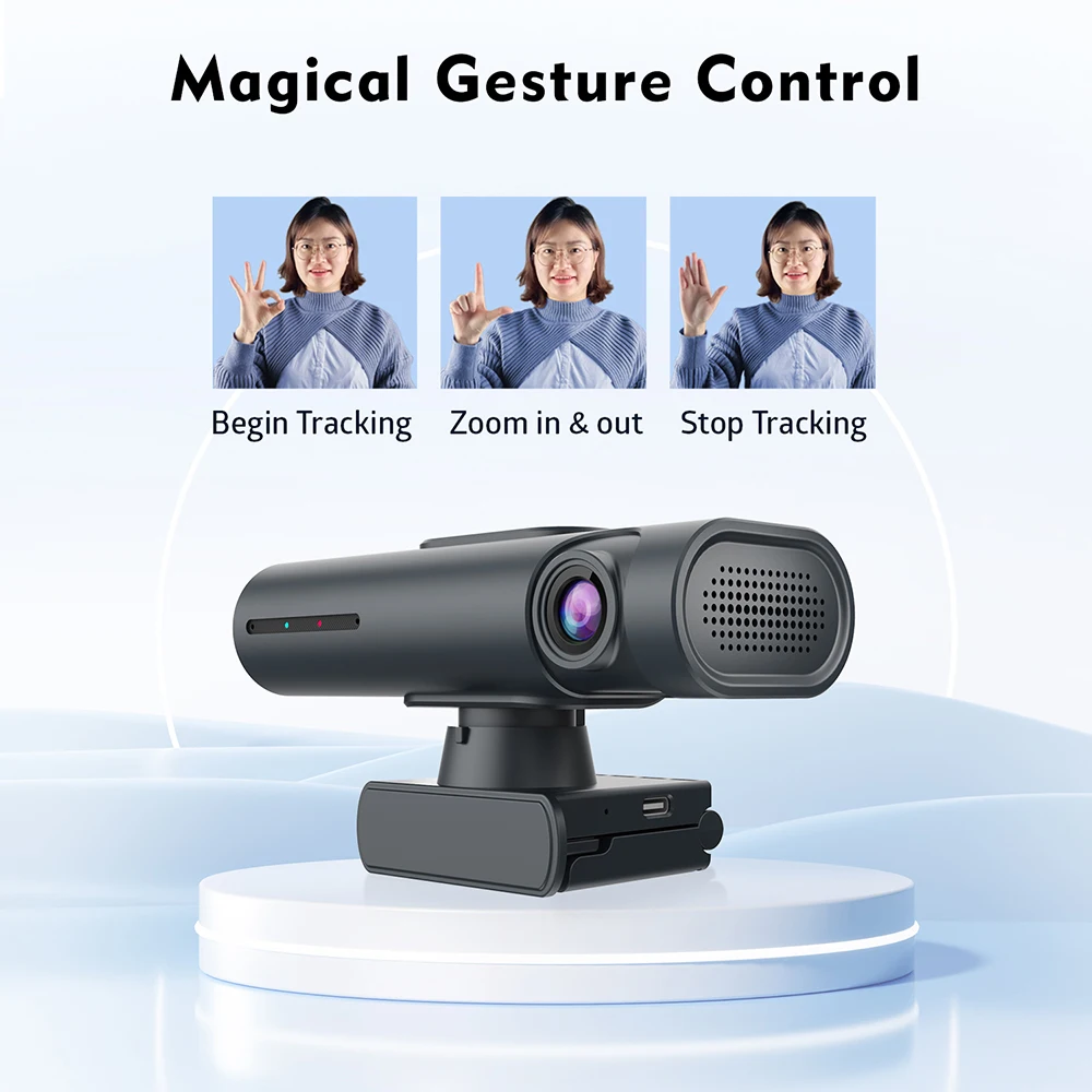 4K PTZ Camera mini Streaming Webcam 2K QHD PC Camrea AI Tracking & Auto Zoom With Microphone For Business Conferencing