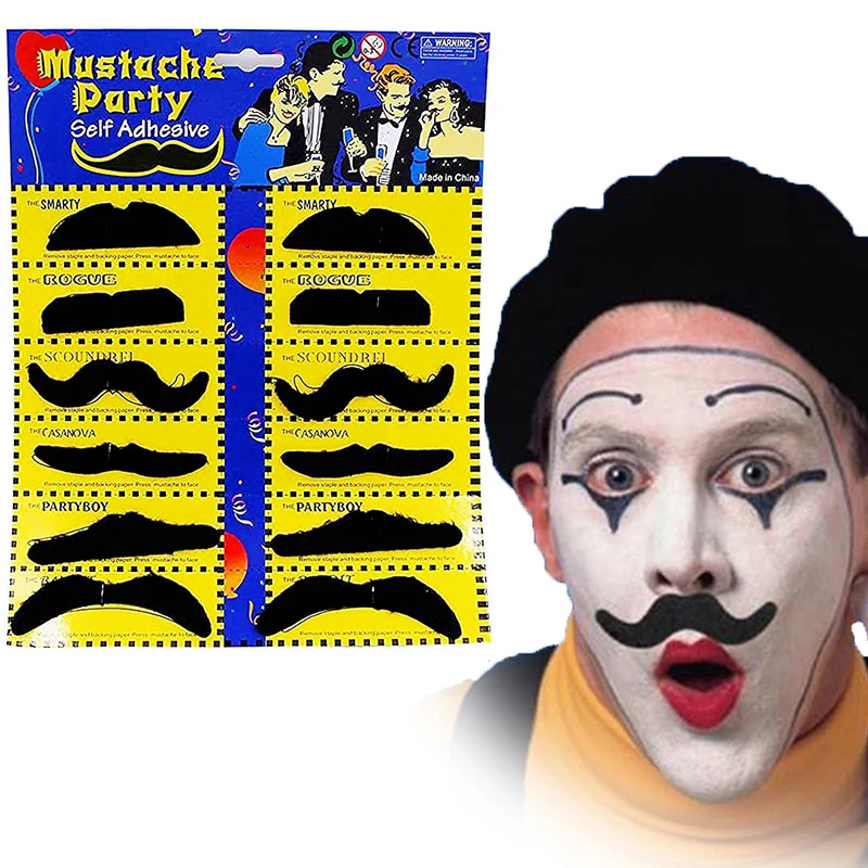 12 Stück selbstklebende gefälschte Bart mexikanische Karneval Party liefert Halloween Weihnachten Kostüme gefälschte Bart Aufkleber Fotografie Prop