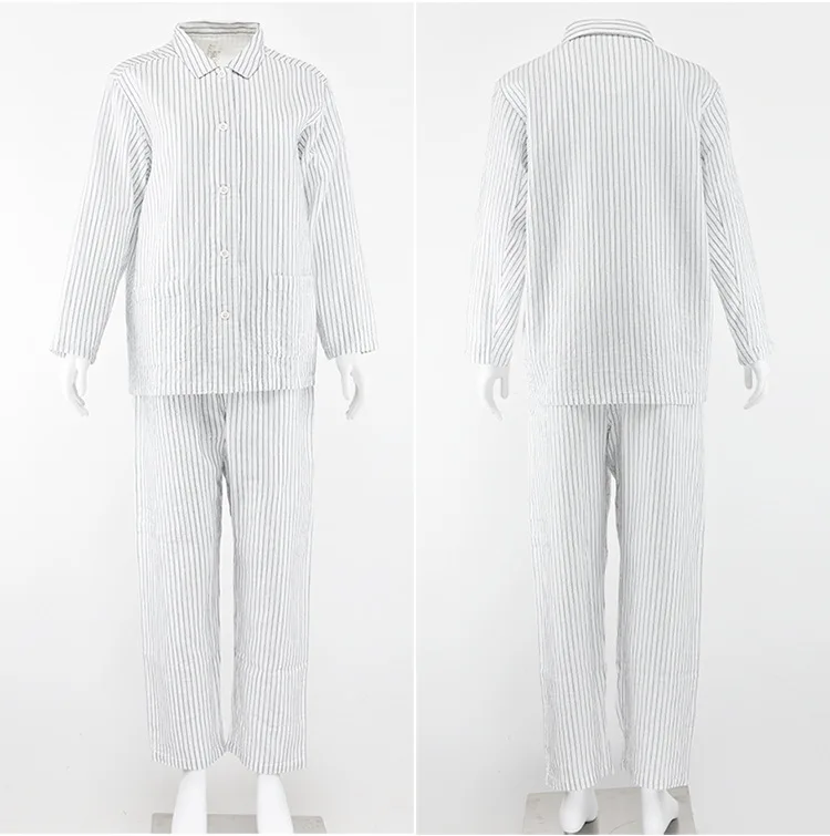 Casual 100% Baumwolle Langarm Pijamas Frauen Revers Hemd Hosen Anzug Frühling Herbst Pyjamas Weibliche Nachtwäsche Männer Pyjamas Sets – Detail 13