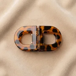 Magnetic Retro Leopard Hair Clip - Strong Hold Styling Barrette - 1pc (Orange)