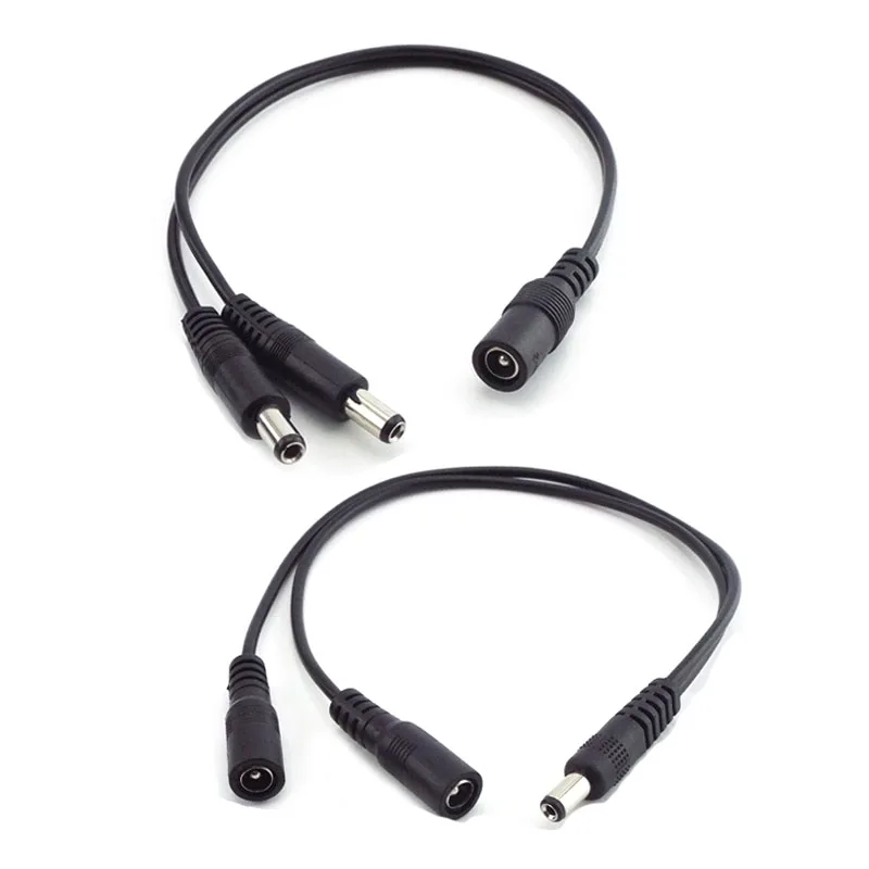 

5.5mm*2.1mm 1 Female to 2 Male Connector Male to Female Plug DC Power Splitter Cable CCTV LED Strip Light Power Supply Adapter w