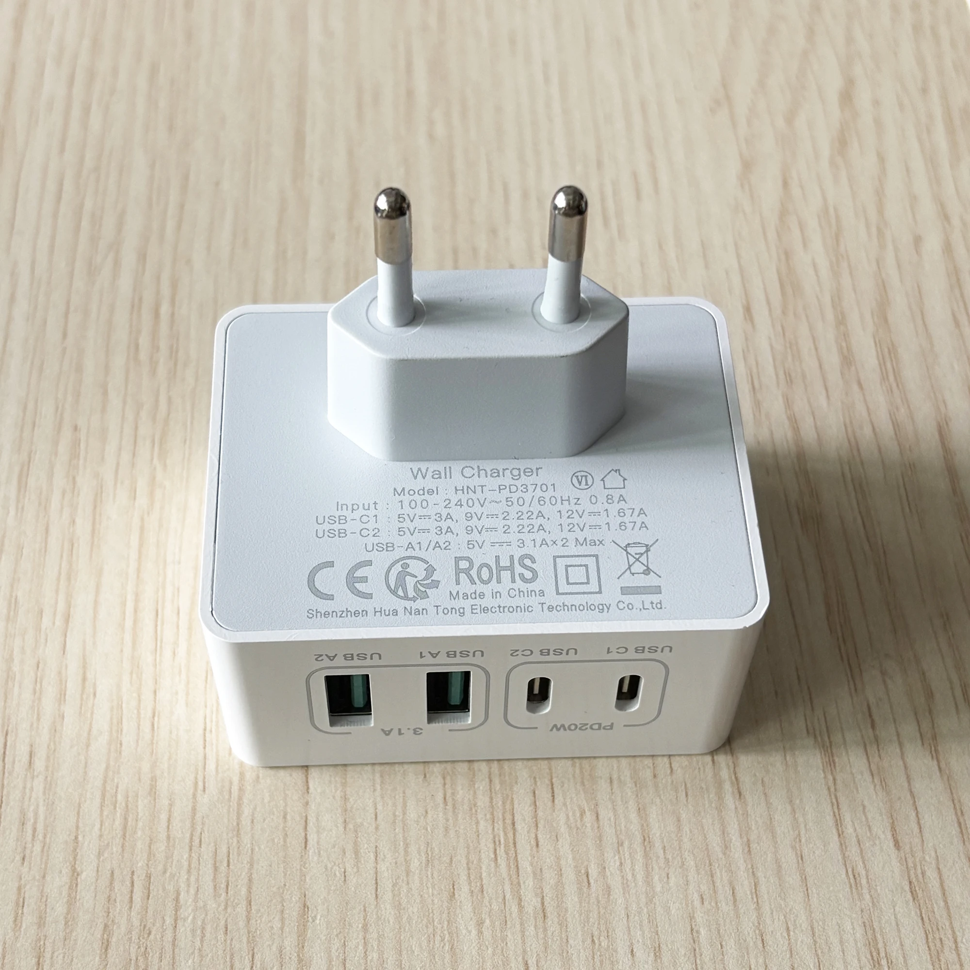 High-Speed 40W 4-Port USB-C Charger with Dual PD+QC Ports