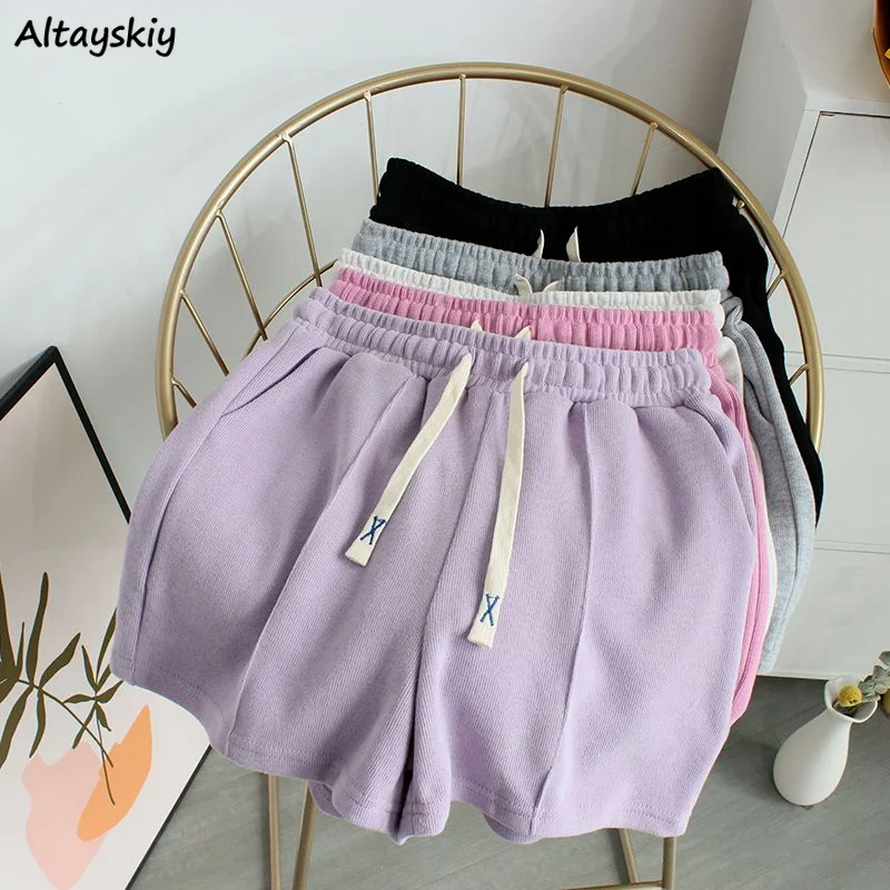 

Шорты женские с кулиской, однотонные Простые Летние повседневные универсальные Шорты в Корейском стиле, уютная модная женская одежда для студентов, 5 цветов