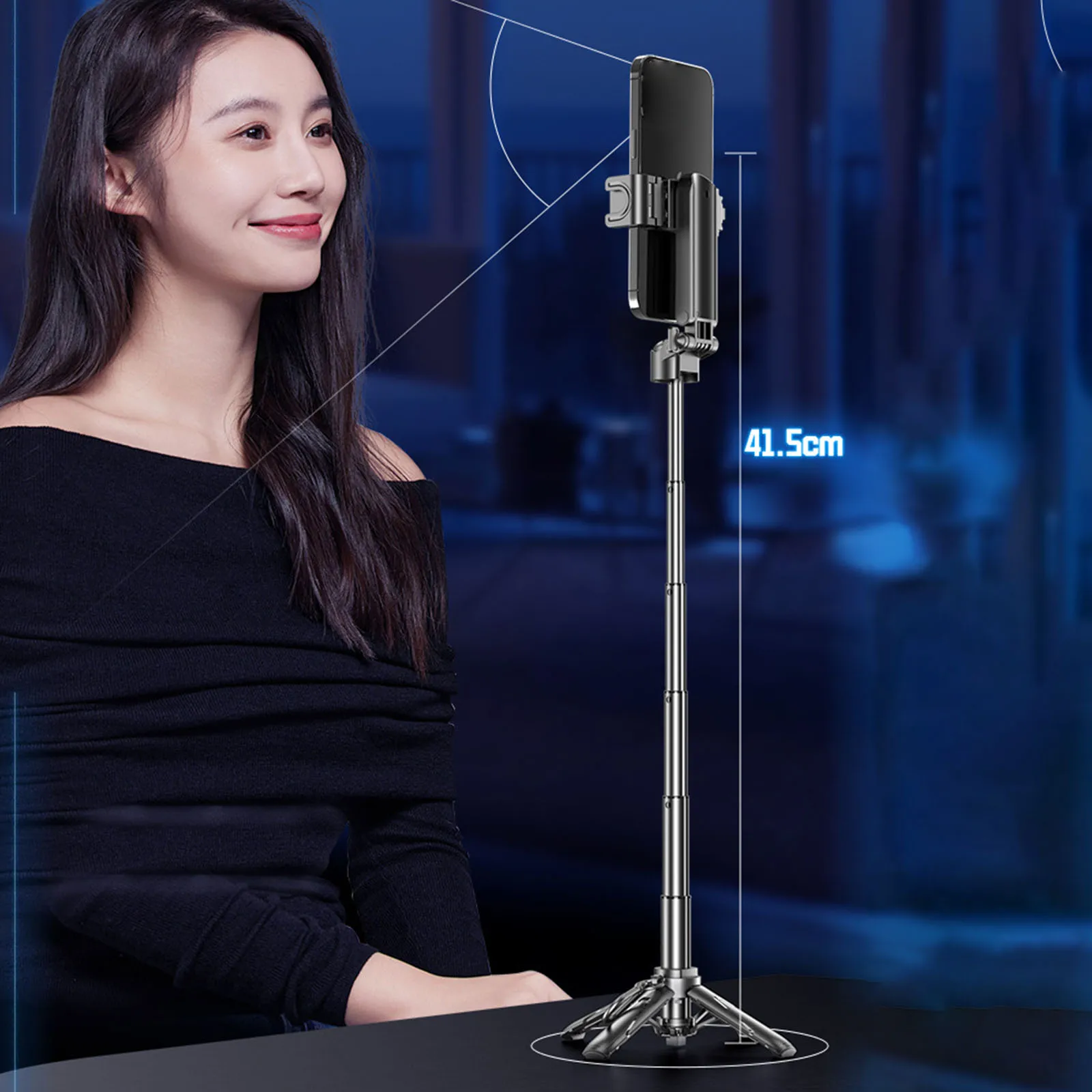 Portable Selfie Stick with Phone Stand Extendable Selfie Stick Pocket Lightweight for Smartphone Photography Vlog Record Tourism