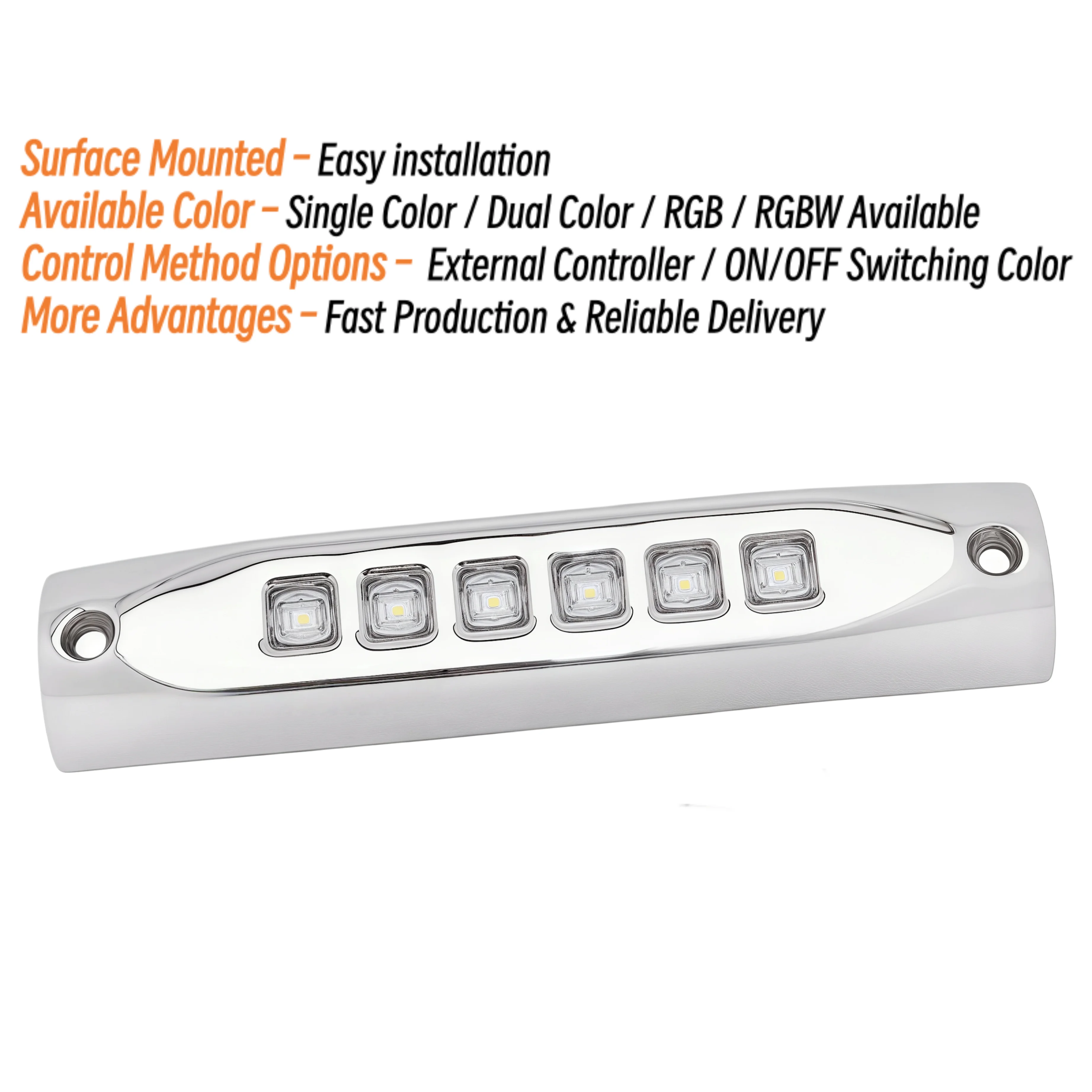 6W 12VDC 24VDC 색상 변경 가능 316 스테인리스 스틸 스키프 요트 카약 보트 LED 가드레일 조명