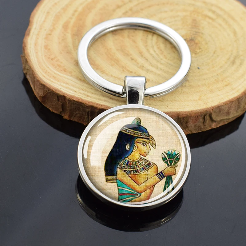 Portachiavi Egiziano Con Occhio Di Horus – Simbolo Ankh E Anubis, Peltro Color Argento, Medio