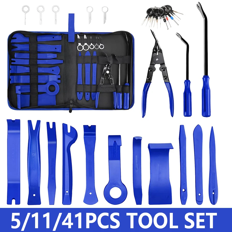 Car Trim Removal Tool Automobile Sound Disassembly Kit Hand Tool Set Crowbar Screwdriver Auto Car Instrument Board Removal Tool Kit 5/11/41PCS