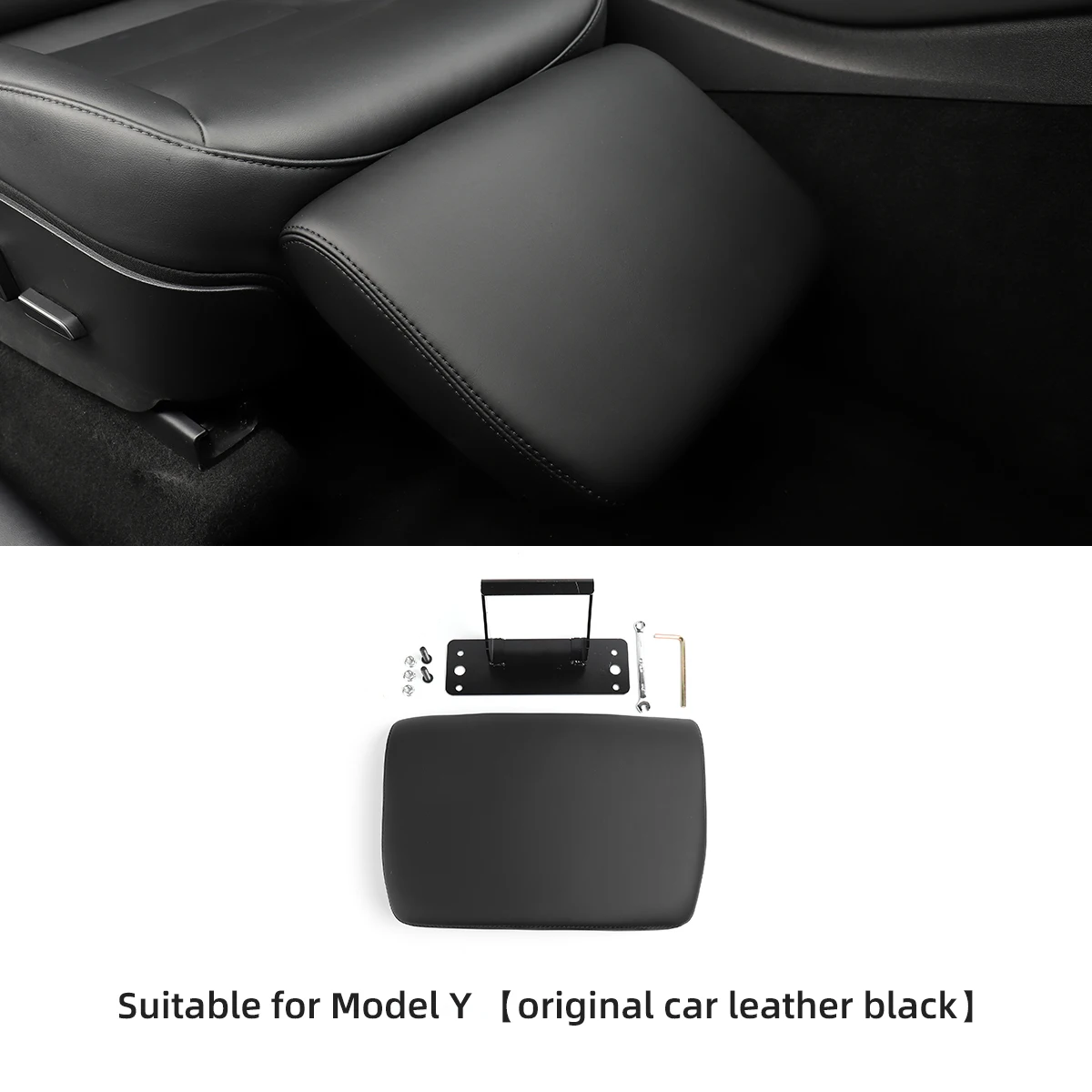 car steering wheel LUCKEASY For Tesla Model Y Co-pilot Leg Rest Extension Mat Model3 2017-2022 Seat Leather Soft Foot Support Leg Knee Pad Model 3 car pedals Interior Parts