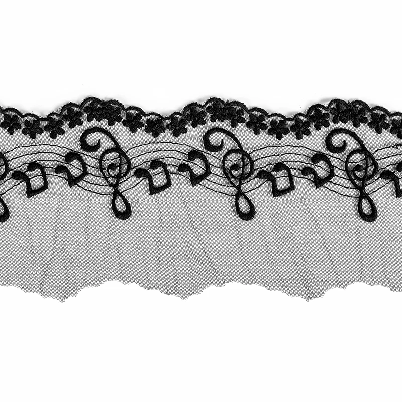 1 Yard Musiknote Mesh bestickter Spitzenbesatz Elfenbein Weiß Schwarz für DIY Handwerk/Hochzeitskleid Nähzubehör Dekoration – Detail 7