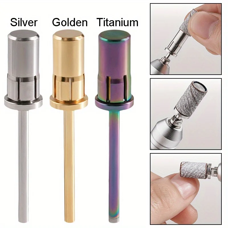 Nail Art Sanding Band Mandrel Bit Titanium Grinding Head Shaft Manicure Pedicure Exfoliating Tool 1PC