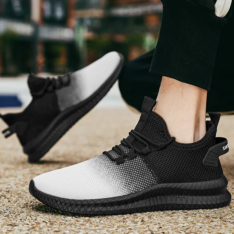 Leichte Herren-Laufschuhe im Freien, atmungsaktive Herren-Sportschuhe mit rutschfester Sohle, Schnürschuhe, Freizeitschuhe, große Größe 2023_voghion.com