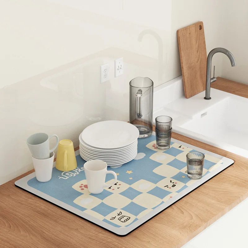 

Super Absorbent Rubber Pad Non Slip Drainer Mat Dish Super Absorpt Drying Mats Coffee Dish Kitchen Faucet Placemat Dinnerware