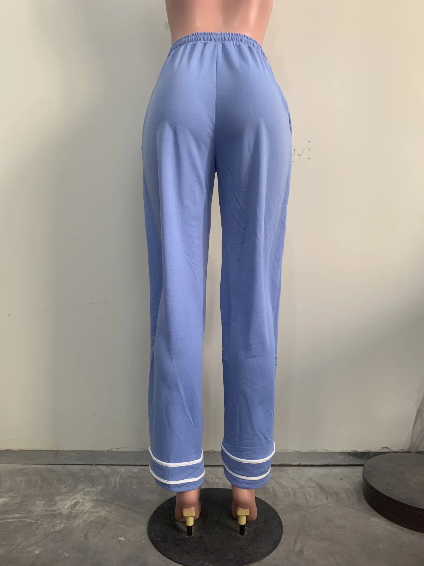 CM.YAYA Fashion Women Striped Patchwork Bowknot Split Wide Leg Jogger Pants 2025 Summer Active Sporty Classic Trousers