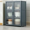 Bamboo Storage Shelf for Kitchen, Transparent Visual Cabinets, Solid Structure Shelves, Organized Supplies, Home Fashion 3