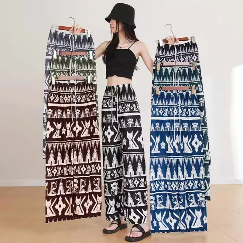 New Cat Wide Leg Pants Casual Pants Women's Trendy Drop Feel Collection Sleepy Pants Pants Home Clothes