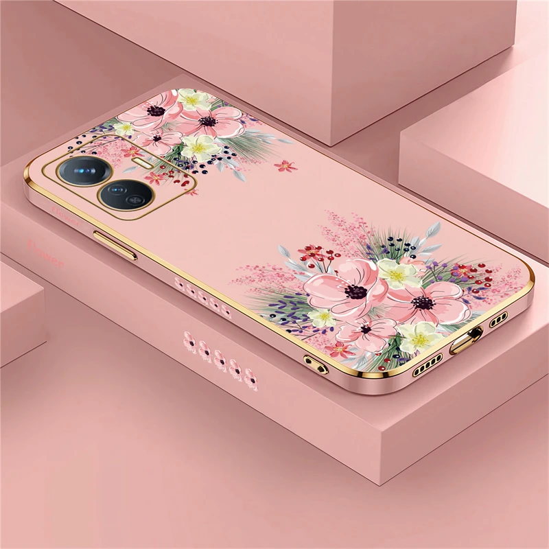 Elegant Floral Plating Silicone Shockproof Phone Case Cover