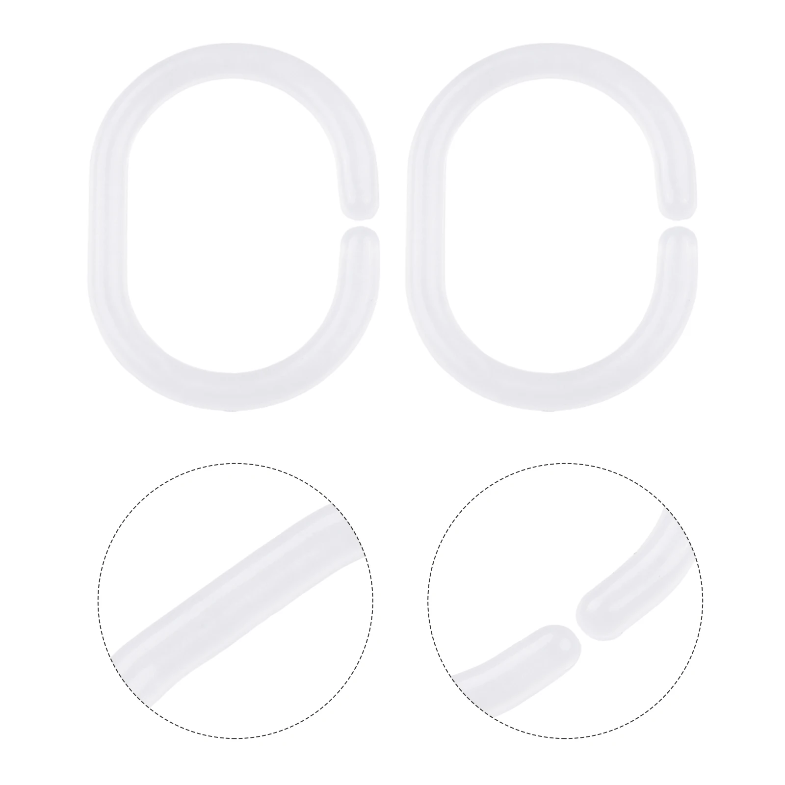 24 Pack Clear Shower Curtain Rings Hooks Bathroom Plastic Pole Rail Guide Hanger Household Bathroom Products Replacement Hooks