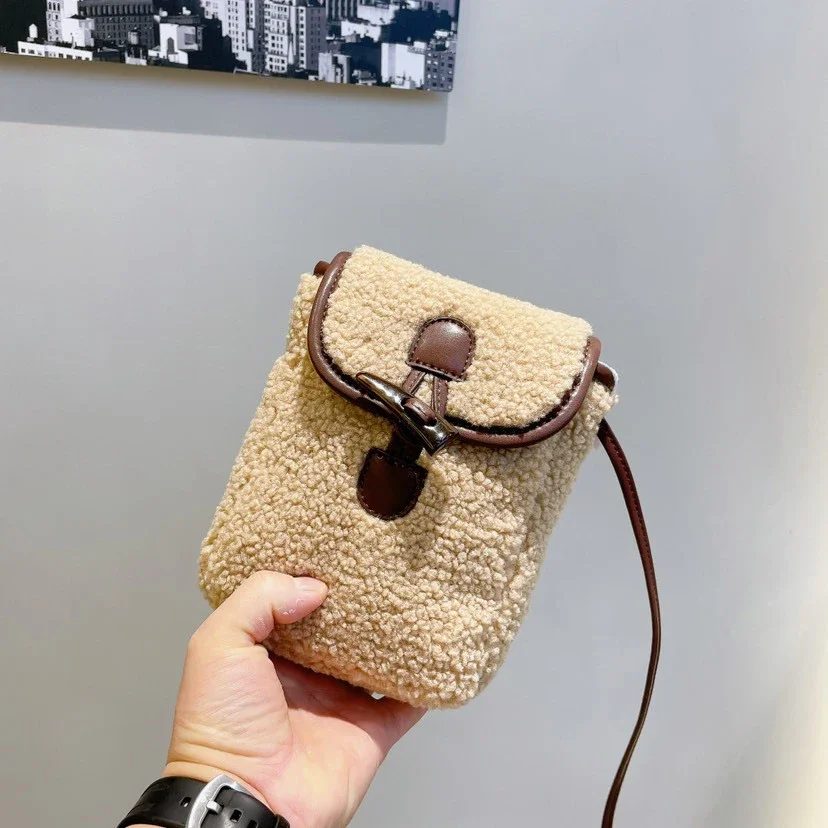 

Mini Lambswool Crossbody Bags for Women Faux Fur Shoulder Bag Luxury Designer Purses and Handbags Small Phone Purses Ladies Tote