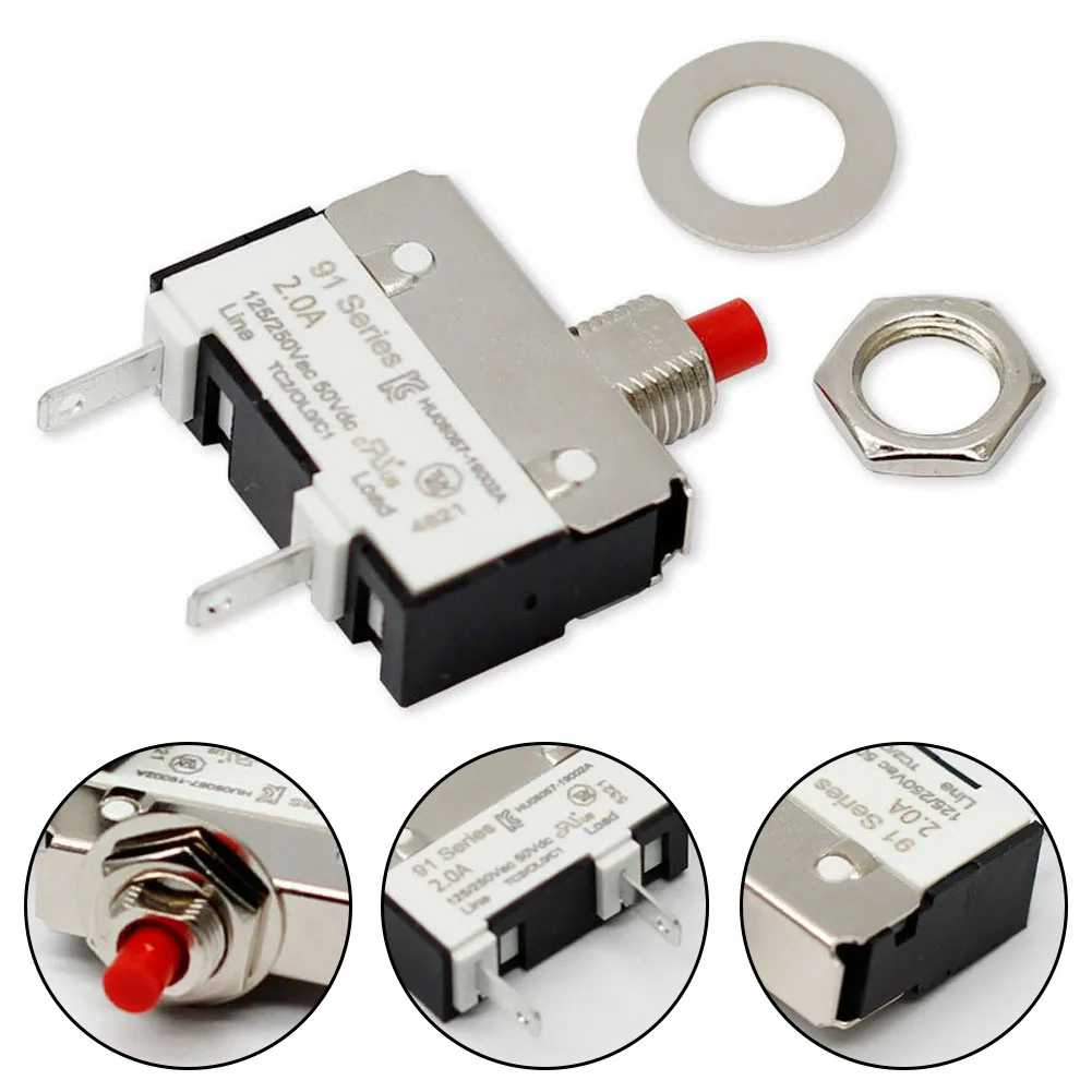 Thermal switch circuit breaker overload protector 0.5A 1A 1.5A 2A current overload switch push button 2pcs