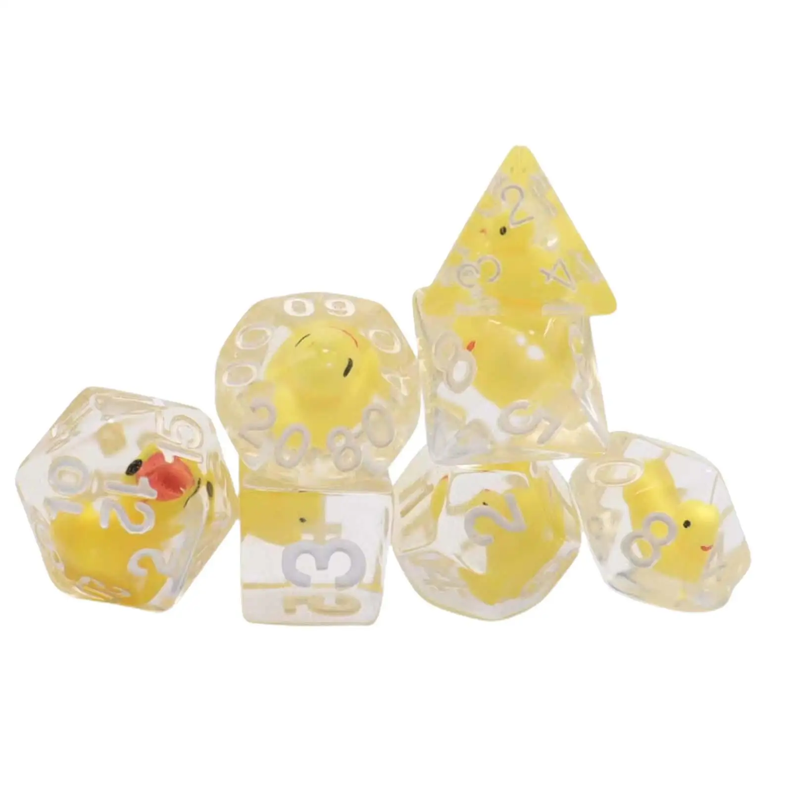 7x Polyhedral Dices Filled with Ducks Animal D4 D8 D10 D12 D20 Multi Sided Dices for KTV Role Playing Game Board Game Card Games 3