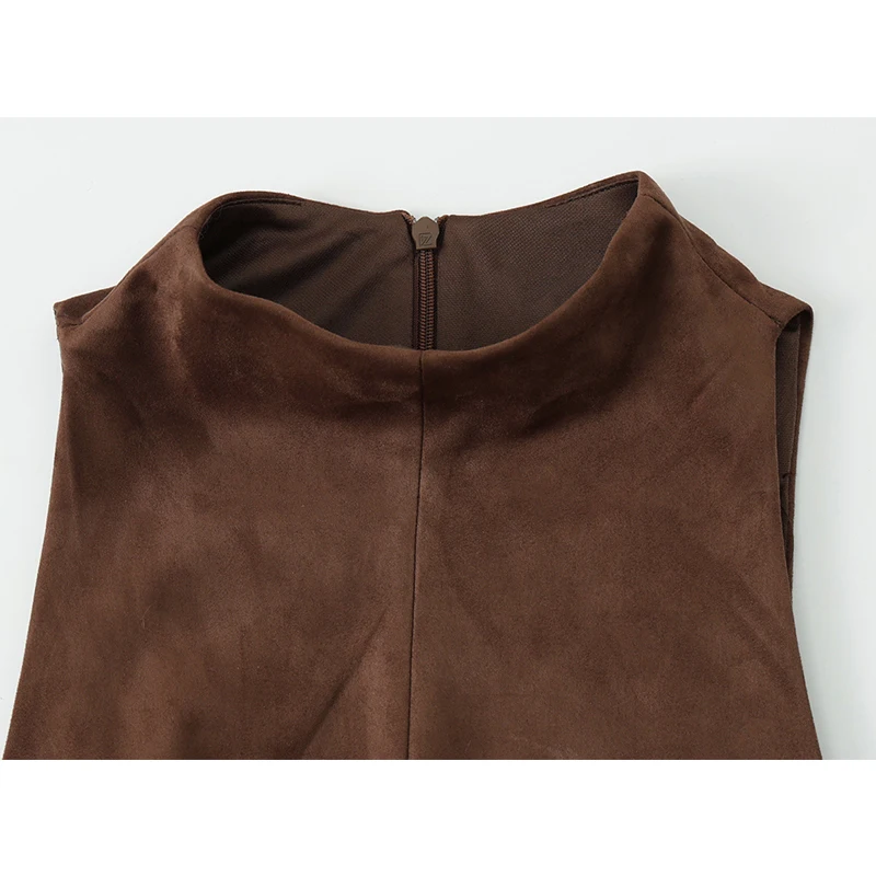 Women Top 2025 New Fashion Suede Short Tops For Women Office Commute Elegant Chic Vest Personality Casual Slim Waistcoat Top