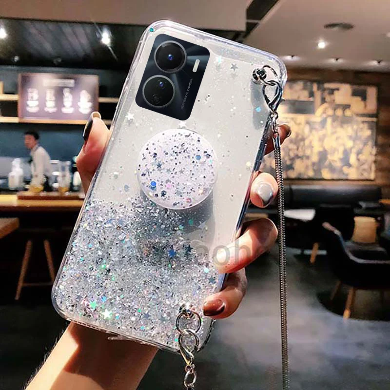 Phone case for VIVO Y16 Y22 Y22S Y35 Soft Tpu Sequins Starry Sky