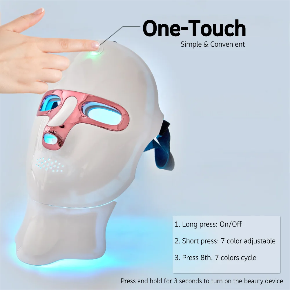 LED Facial Mask Face and Neck 7-1 Colors Light Therapy Skin Beauty Red Light Facial Mask Wireless Rechargeable at Home Use led facial mask