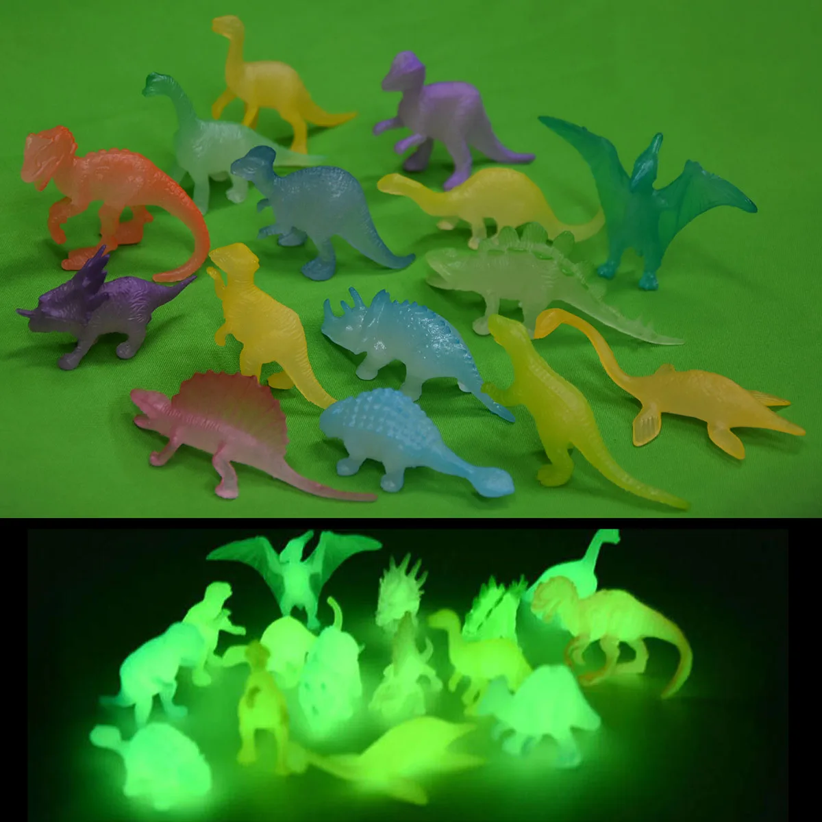 16 Pieces/bag Jurassic World Noctilucent Glow In The Dark Dinosaur Blocks Kids Action Figure Collectible Model Toy
