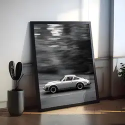 Luxury Sports Car Calligraphy Canvas Art - Premium Black & White Wall Poster, HD Scratch Resistant, Perfect Gift - 50X70cmFrameless (Black9)