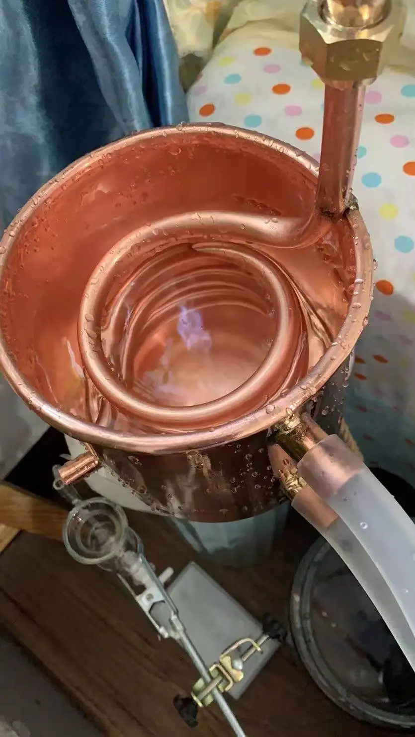 Wine steaming machine pure copper distiller Handmade copper alembic distillation set flower essential oil distiller 2L 3L