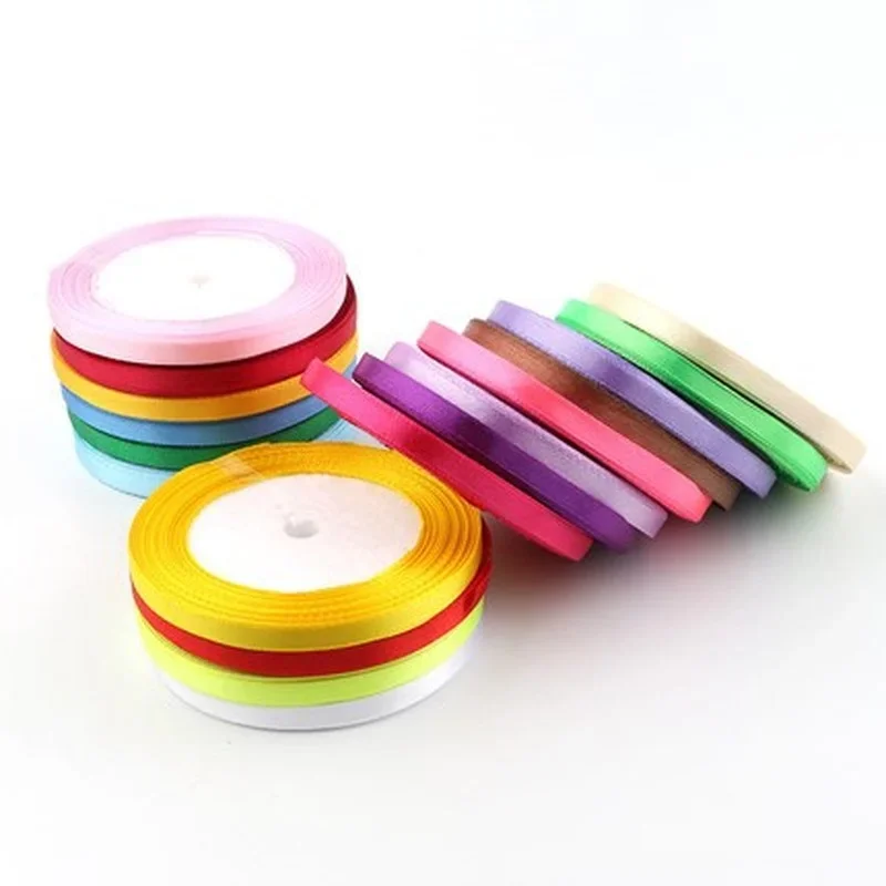 1/4"(6mm)1"25mm 22Meters (25Yards) Silk Satin Ribbon Wedding Party Home Christmas New Decoration Gift Wrapping Supplies Material