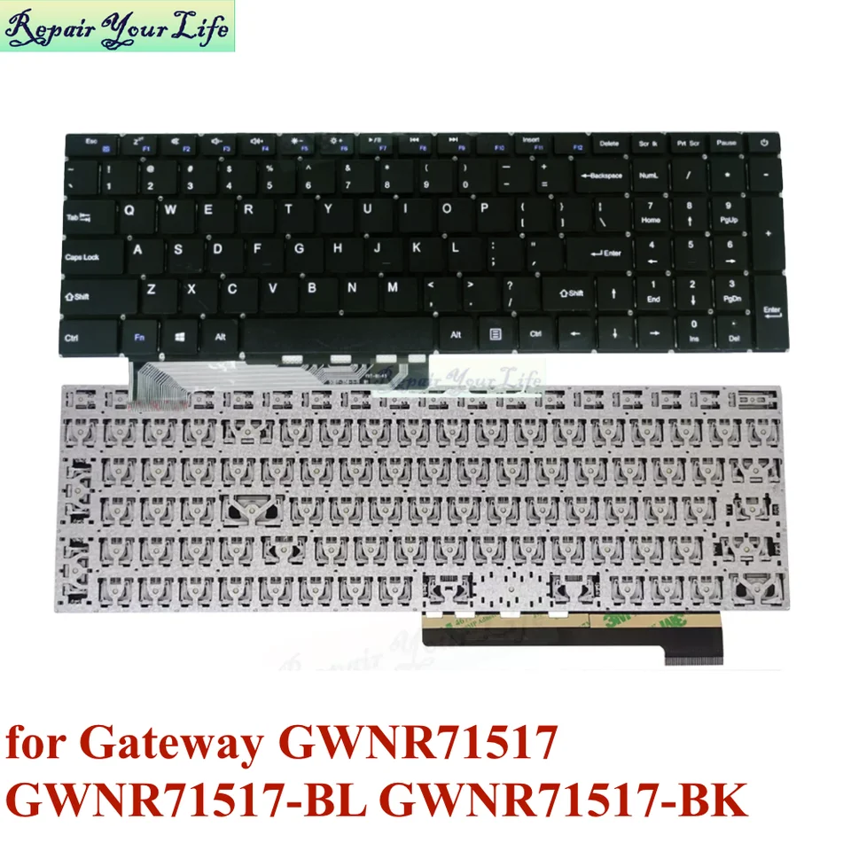 TLBTEK Reemplazo de teclado compatible con Gateway GWNR71517 BL GWNR71517 BK YJ 1098 YXT 91 55 SCDY 350 1 11 Series Laptop
