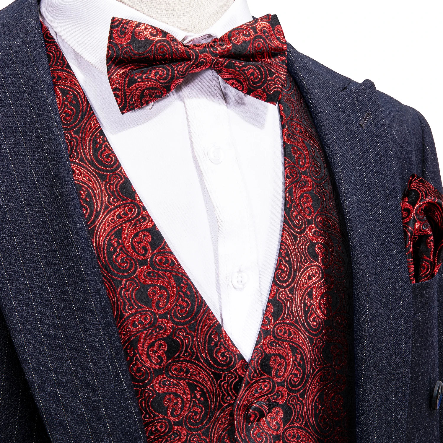 Bow Tie Red And Black Suit Vest Suit With Vest And Bow Tie