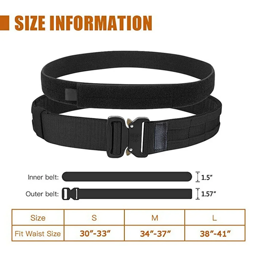Tactical Double Belt Adjustable For-Velcro Inner And Outer Waist Belts Outdoor Military Hunting Double Layer Training Belt gun accessories belt clips camping equipment