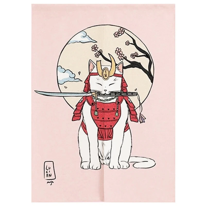 Japanese Ukiyo-e Tattoo Cat Noren Door Curtain Printed Doorway Curtain Kitchen Bedroom Entrance Decoration Hanging Half-Curtains 2