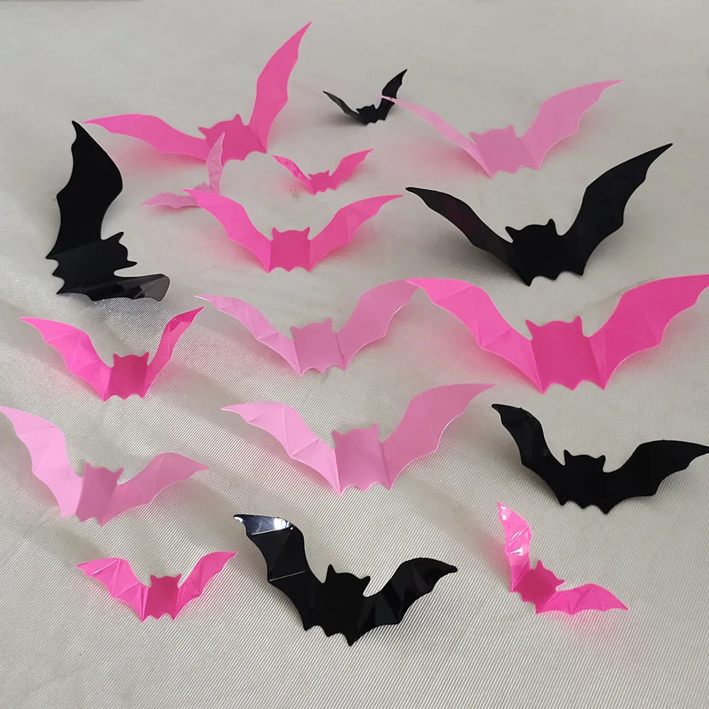 3D Stickers 3D Wall Stickers 48pcs(3packs) Black Rose Red Bat
