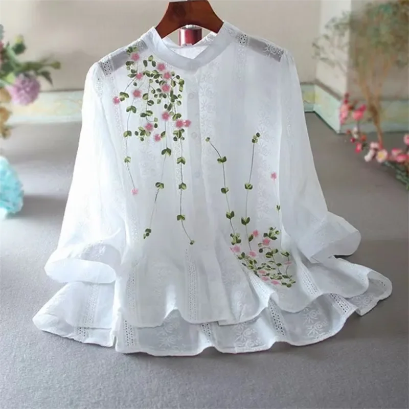 Cotton Hollow Embroidered Blouse
