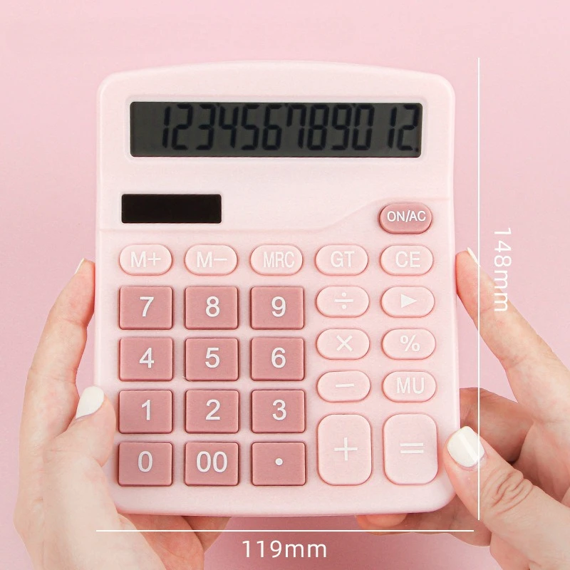 12-Digit Large LCD Display Calculator Financial Accounting Office Calculator with Solar & Battery Dual Power