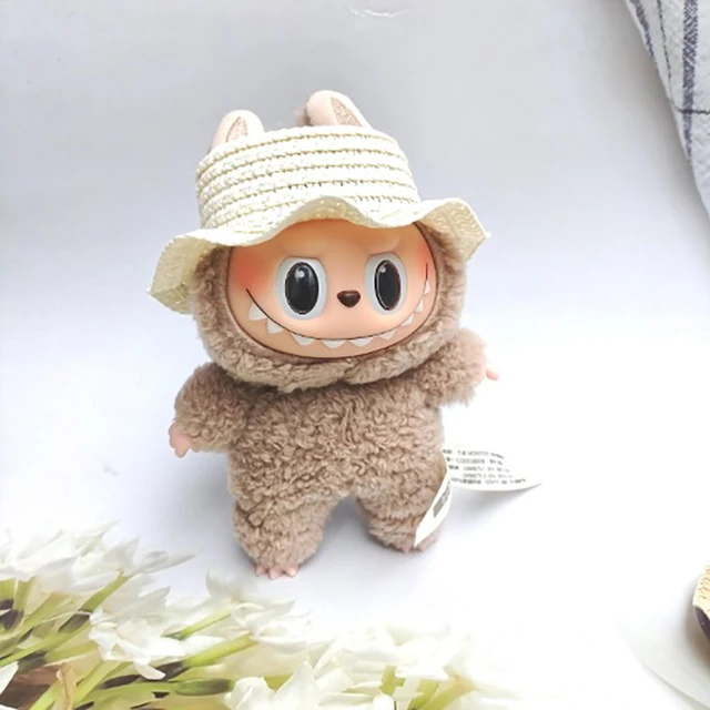 Labubu 17cm Mini Doll Straw Hat – Kawaii Color-Matching Dollhouse Accessory for Kids & Girls' Toys 5