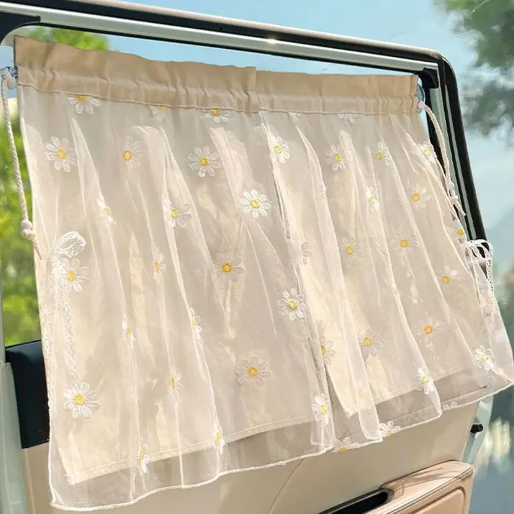 Cotton Embroidered Universal Car Curtains Baby Side Window Sunshade UV Protection for Kids Travel