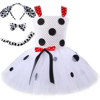 Girls Dalmatian Costume Kids Birthday Party Tulle Tutu Dress Toddler Girl Halloween Animal Spotted Dog Puppy Dress Up Clothes