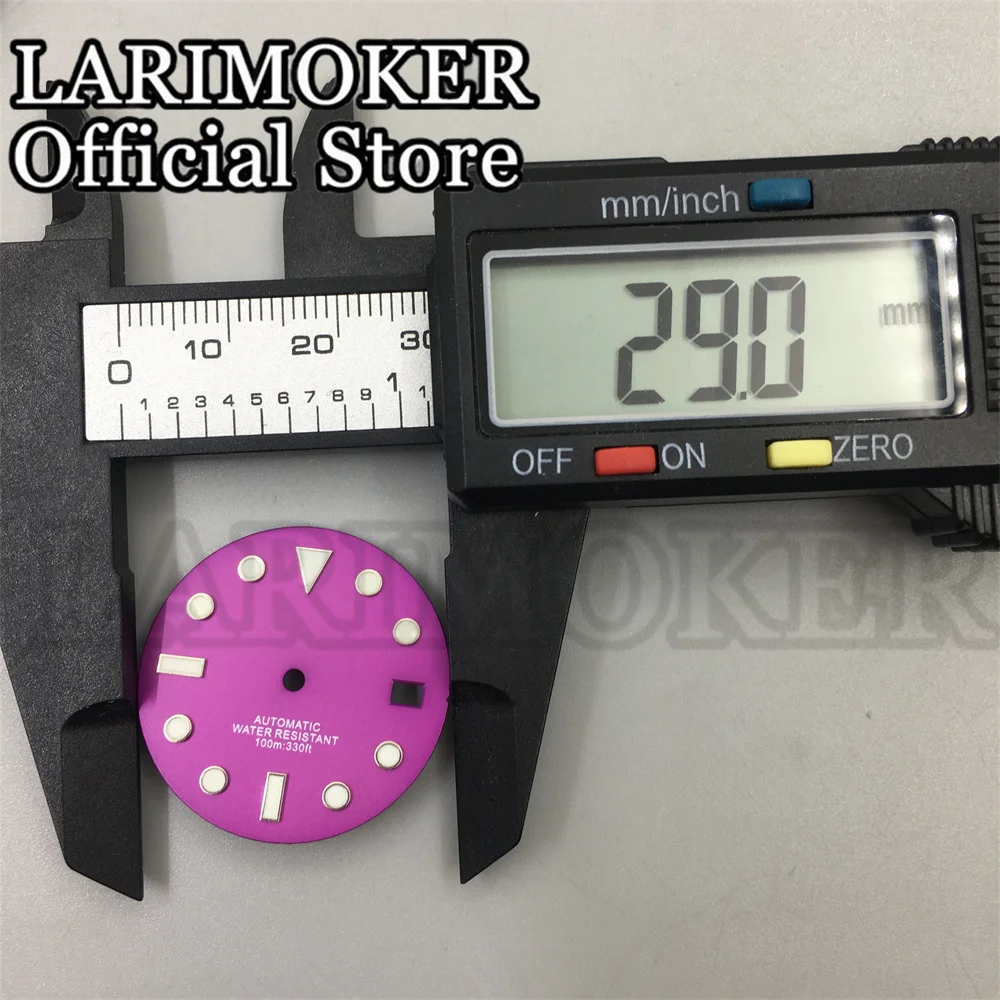 Lari moker 29mm fit nh34 nh35 Uhrwerk Zifferblatt Porple Zifferblatt mit Porple Hand c3 grün leuchtend – Detail 7